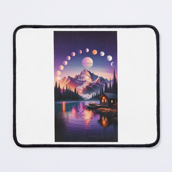Item preview, Twilight Serenity: Moonlit Mountains and Lakeside Cabin Retreat designed and sold by DreamAlongArt.
