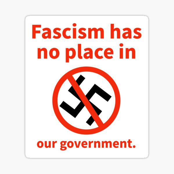 Vista previa del artículo con la obra «El fascismo no tiene lugar en nuestro gobierno.», diseñado y vendido por Rachel the Artist .