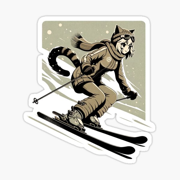 bushy tail humanoid raccoon skiing on two legs in | Midjourney | OpenArt