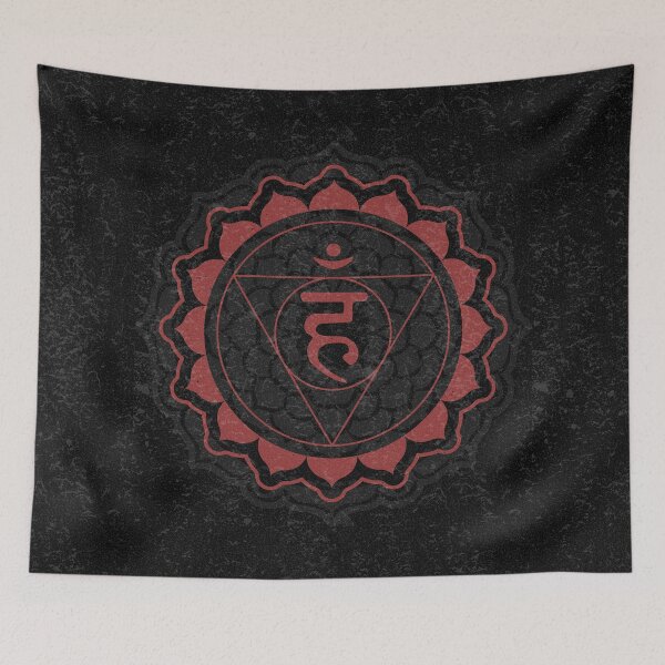 Item preview, Throat Chakra Mandala - Coal  + Ruby designed and sold by Irene Estelle.