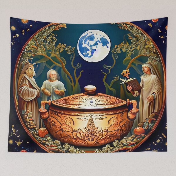 Item preview, The Tapestry Series: Pan & Apostles With The Book of Necromancy designed and sold by Jesse Veils.