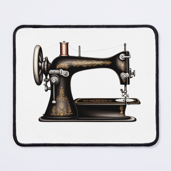 Item preview, Black Vintage Sewing Machine designed and sold by Stitch & Thread Studio.