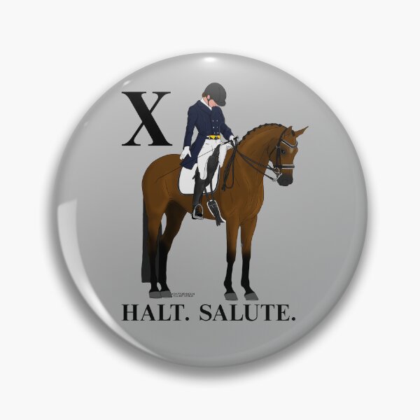 Item preview, X. Halt. Salute. Bay Dressage Horse and Rider designed and sold by DappledMoon.