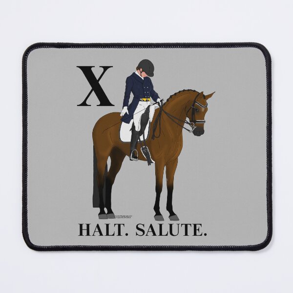 Item preview, X. Halt. Salute. Bay Dressage Horse and Rider designed and sold by DappledMoon.
