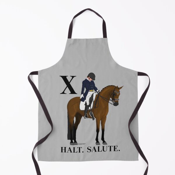 Item preview, X. Halt. Salute. Bay Dressage Horse and Rider designed and sold by DappledMoon.