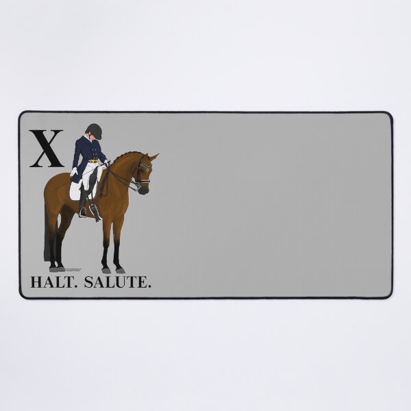 Item preview, X. Halt. Salute. Bay Dressage Horse and Rider designed and sold by DappledMoon.