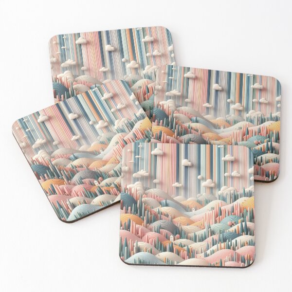 Item preview, Stripes and Pastel Mountains Fabric Collection designed and sold by Rui Fernandes.