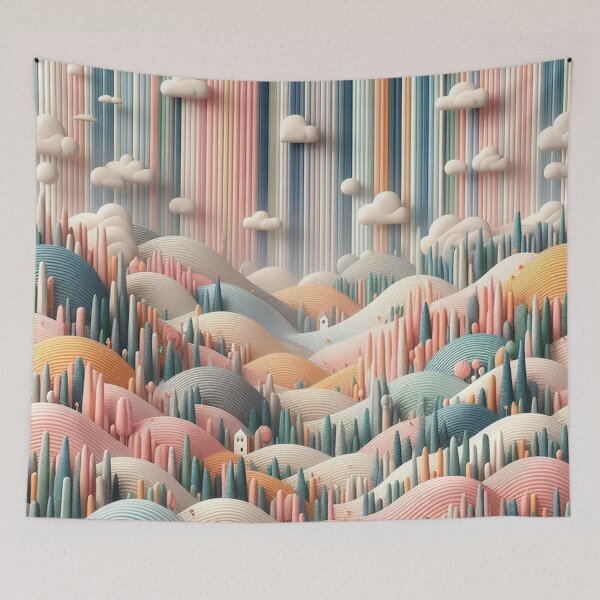 Item preview, Stripes and Pastel Mountains Fabric Collection designed and sold by Rui Fernandes.