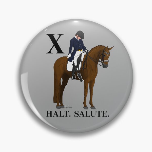 Item preview, X. Halt. Salute. Chestnut Dressage Horse and Rider designed and sold by DappledMoon.