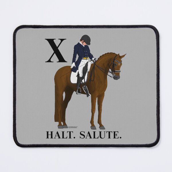 Item preview, X. Halt. Salute. Chestnut Dressage Horse and Rider designed and sold by DappledMoon.