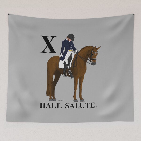 Item preview, X. Halt. Salute. Chestnut Dressage Horse and Rider designed and sold by DappledMoon.