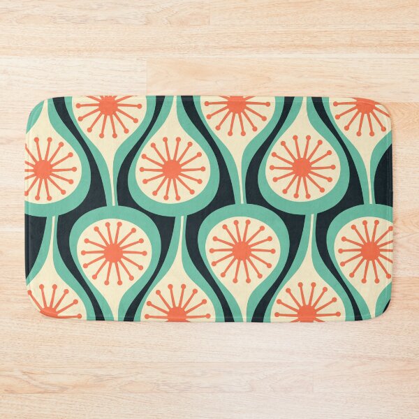 Item preview, Mid Century Modern Atomic Drops Teal Orange Black Pattern designed and sold by kierkegaard.