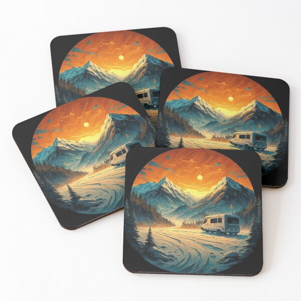 Item preview, Watercolor Car Driving in Snow Mountains Colorful Car Lover designed and sold by UnivStore.
