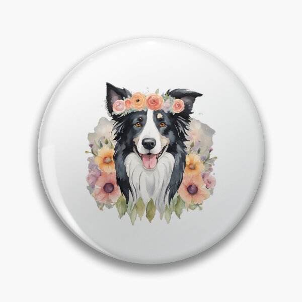 Item preview, Watercolor Floral Border Collie  designed and sold by CharmStudio.