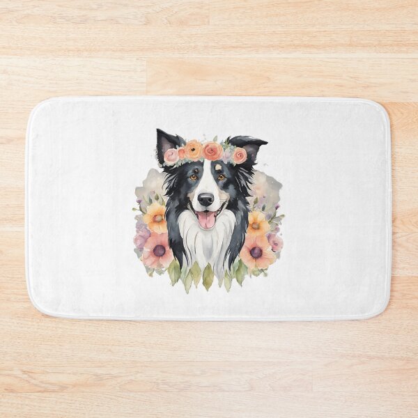 Item preview, Watercolor Floral Border Collie  designed and sold by CharmStudio.
