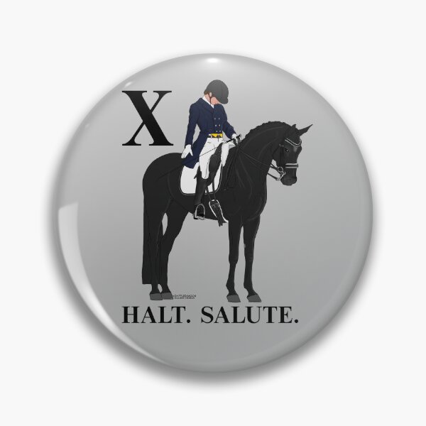 Item preview, X.  Halt.  Salute.  Black Dressage Horse and Rider designed and sold by DappledMoon.