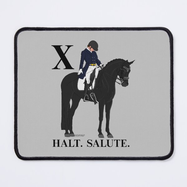 Item preview, X.  Halt.  Salute.  Black Dressage Horse and Rider designed and sold by DappledMoon.