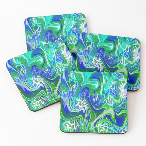 Item preview, Neon Amazonite, digital fluid pour with cells designed and sold by MayGreenAbgrall.