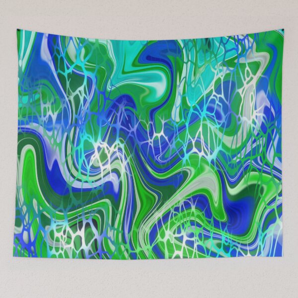 Item preview, Neon Amazonite, digital fluid pour with cells designed and sold by MayGreenAbgrall.