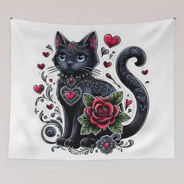 Item preview, Gothic cat goth valentines day goth Sticker designed and sold by Expressions-Sel.