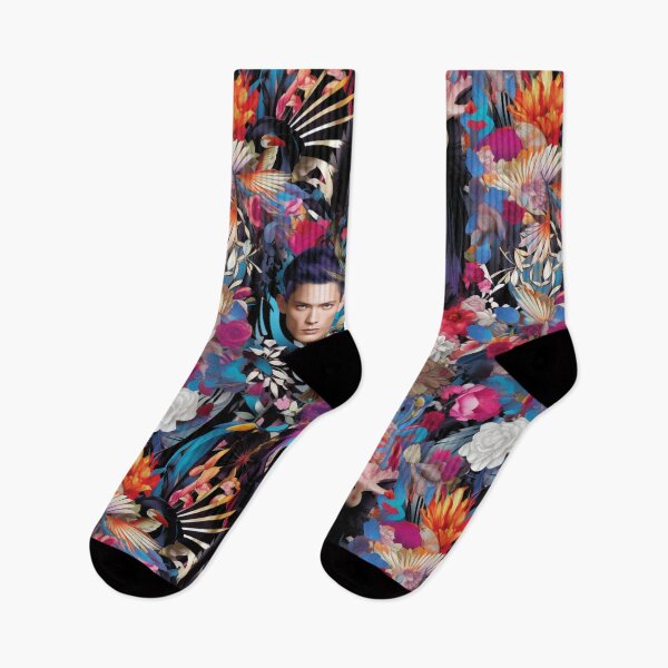 Item preview, Expressionist Collage with Young Man's Face and Colourful Blossoms designed and sold by AgathaZolastore.