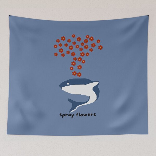 Item preview, Blue whale spraying flowers designed and sold by BALCONYDOORS.