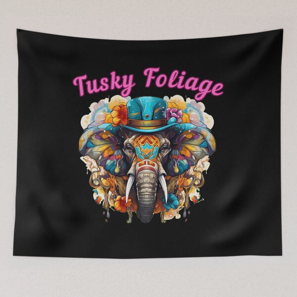 Item preview, Tusky Foliage. elephant face designed and sold by ElephantVibes.