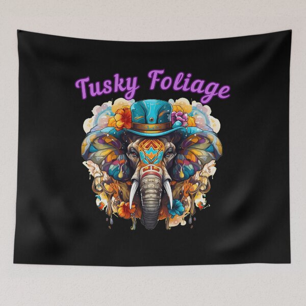 Item preview, Tusky Foliage. elephant portrait designed and sold by ElephantVibes.