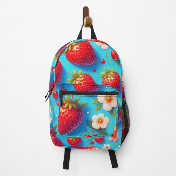 Item preview, Strawberry Summer Bliss: Adorable Berry Pattern on Bright Blue designed and sold by LyssasMindArt.