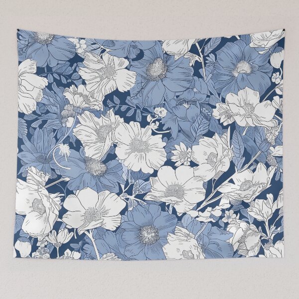Artikelvorschau, Blau-weißes Blumenmuster entworfen und verkauft von dcrc.