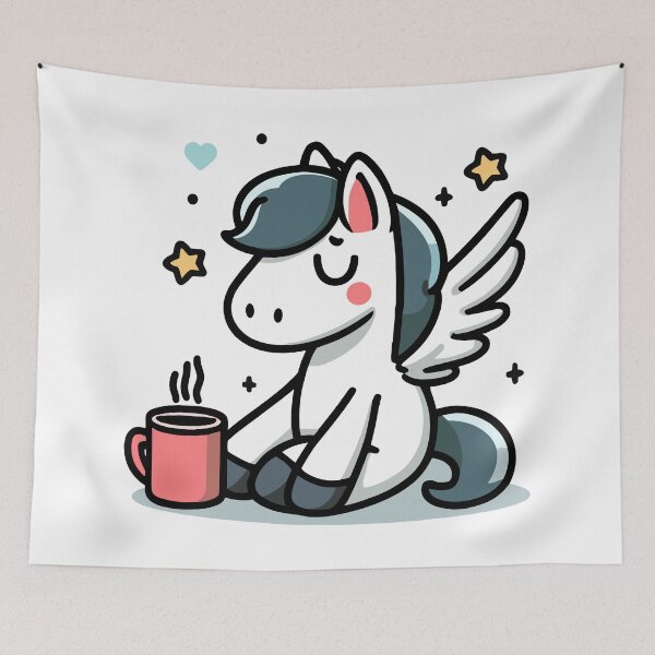 Item preview, Cute Pegasus Drinking Coffee designed and sold by BluRockDesigns.