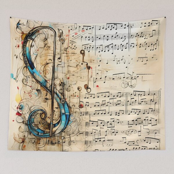 Item preview, Abstract doodle of a music sheet with notes designed and sold by dcrc.