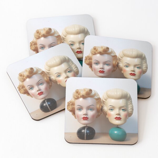 Item preview, 1950s Retro Doll Head Pair on Pestedals  designed and sold by Shelly Little.