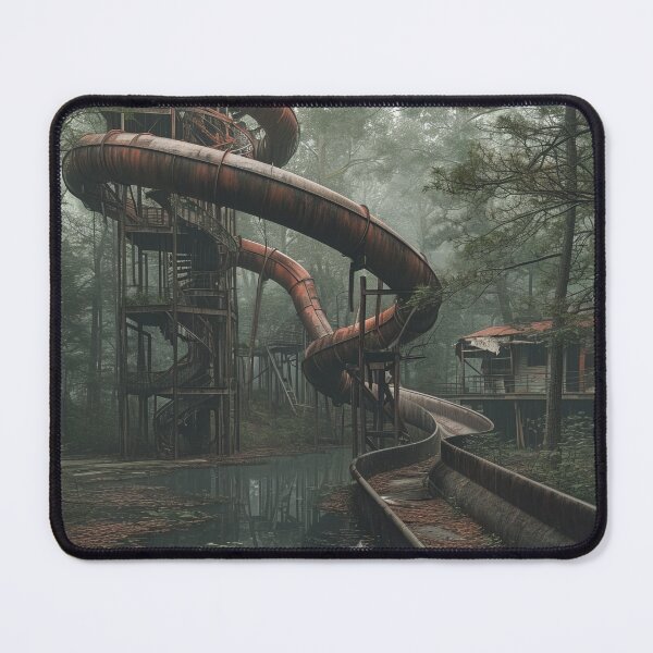 Item preview, Rustic Echoes: Eerie Waterslide Stands Silent, Enchanted Embrace of Autumn designed and sold by Rage-Ai.