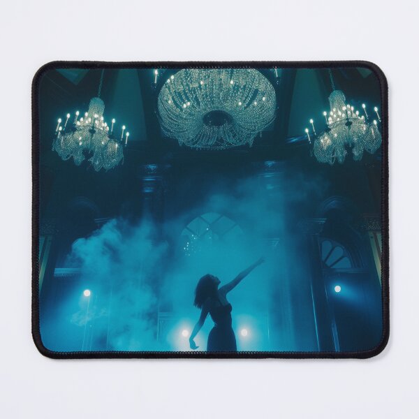 Item preview, Chateau Nocturne: Woman's Silhouette Dances in Blue Smoky Gothic Rave designed and sold by Rage-Ai.