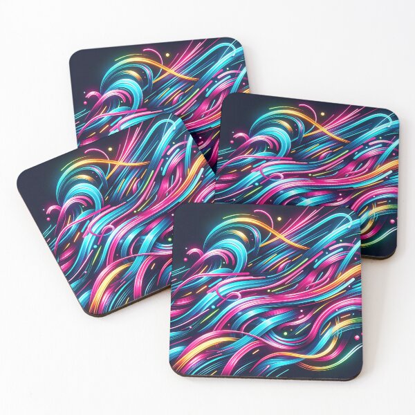 Item preview, Neon Ribbons Dance: Luminous Flow of Colors designed and sold by TeeTown Treasure.