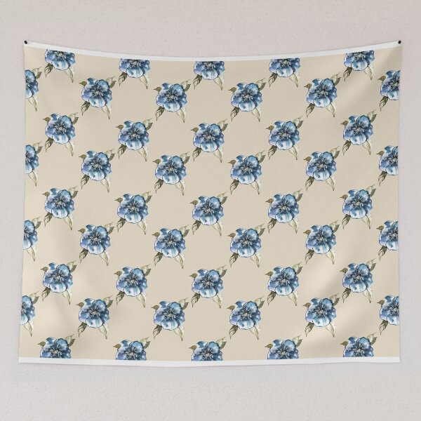 Item preview, Yvette – Blue on Cream designed and sold by Elizabeth Becker.