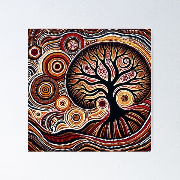 Item preview, Australian Inspired Dot Art Print (Tree) designed and sold by PinUpPizzazz.