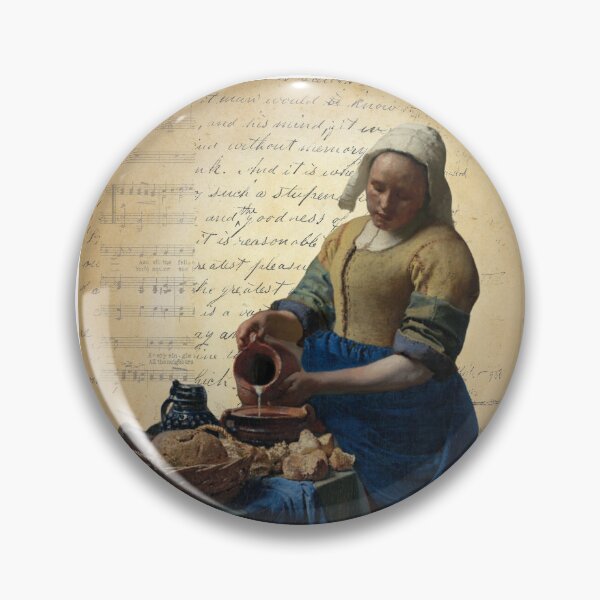 Item preview, Vermeer’s Milkmaid Painting on Antique Paper Collage designed and sold by missdebi27.