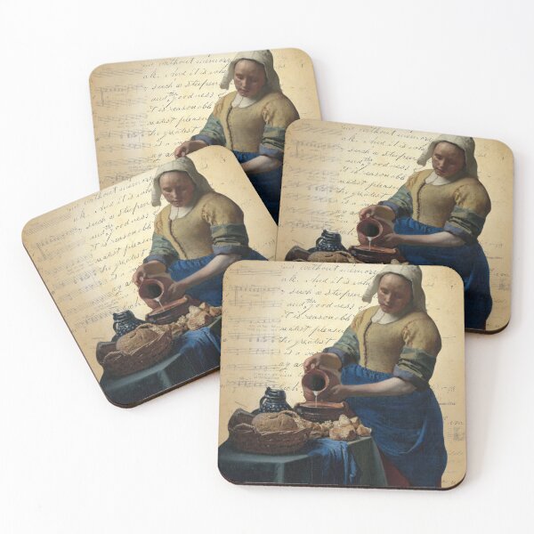 Item preview, Vermeer’s Milkmaid Painting on Antique Paper Collage designed and sold by missdebi27.