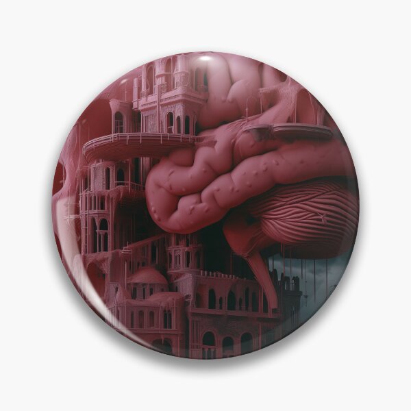 Item preview, Moody Surreal Whirlwind: Bats Swarm Pink Brain Overflowing Castle designed and sold by Rage-Ai.
