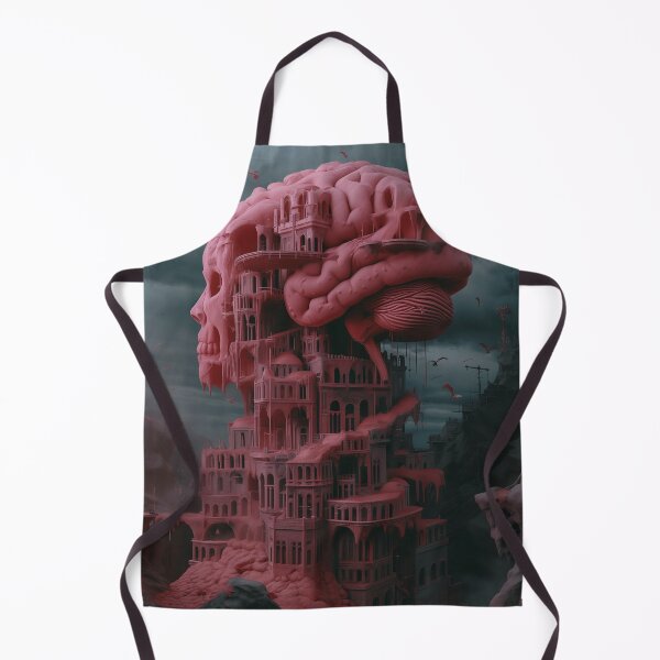 Item preview, Moody Surreal Whirlwind: Bats Swarm Pink Brain Overflowing Castle designed and sold by Rage-Ai.