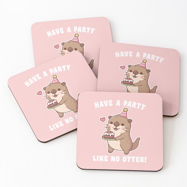 Item preview, Cute Otter With Birthday Cake Have A Party Like No Otter Pun designed and sold by rustydoodle.
