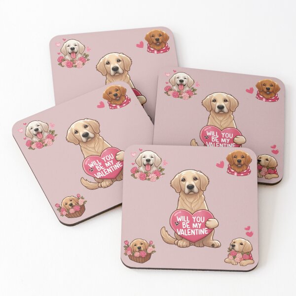 Item preview, 'Will you be my Valentine?' Hobbes the Golden Retriever, Valentine's Day Design Pack  designed and sold by Fuckit-Runit.