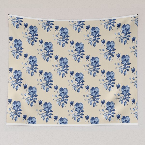 Item preview, Claire – Blue on Cream designed and sold by Elizabeth Becker.