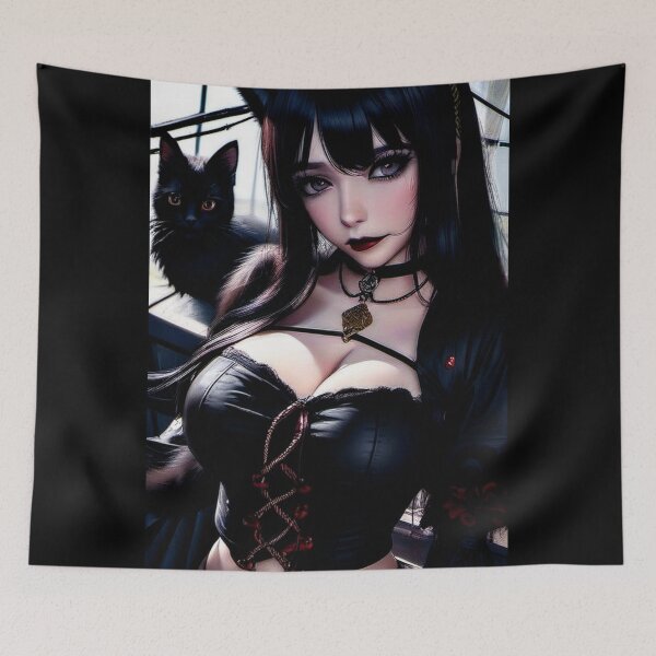 Item preview, Cute Anime Goth Girl With Cat designed and sold by NPC-Trader.