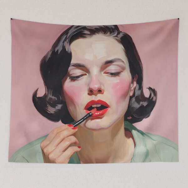 Item preview, Painting of a woman putting on makeup designed and sold by Working-Woman.