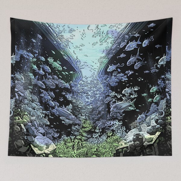 Item preview, Wonderful world of sea & fish - underwater ocean landscape designed and sold by ArtstyleAlchemy.