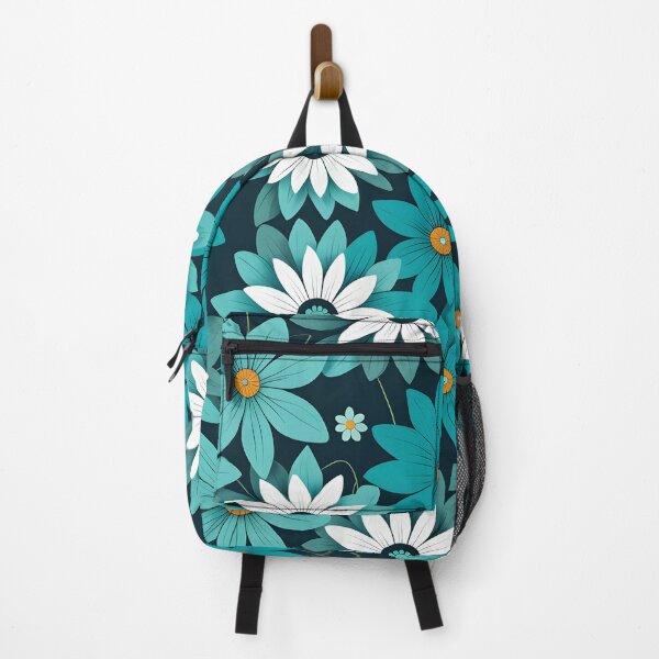 Item preview, Mid Century Modern Botanical Flower Pattern Cyan designed and sold by Prints and Lifestyle.