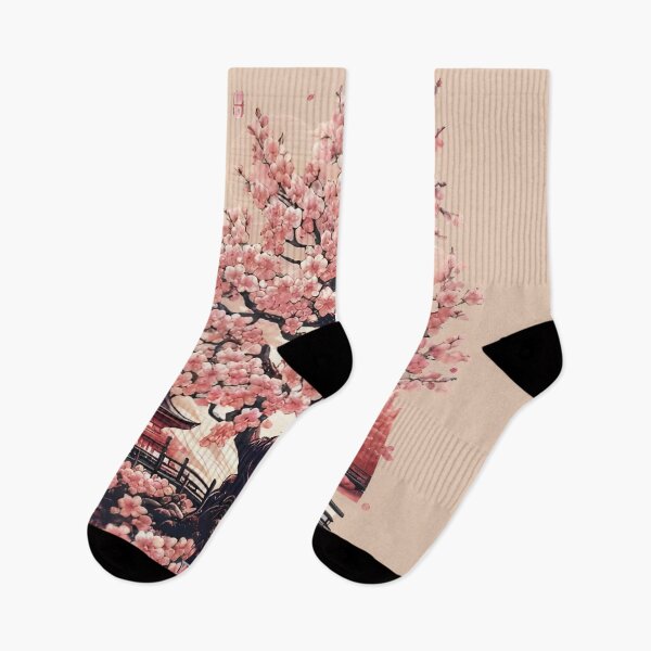 Item preview, Blossoming Serenity: Elegant Cherry Blossom and Pagoda Artwork designed and sold by Designowner.